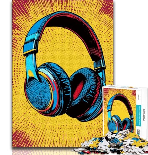 Kopfhörer-Kunst, 1000-teiliges Puzzle für Erwachsene und Jugendliche, Spielspielzeug, jedes Teil ist einzigartig – anspruchsvolles Familienspiel, 38x26cm von FLKFDOZ