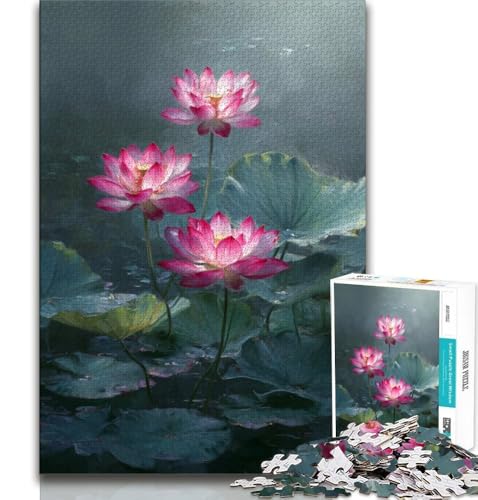 Lotus-Ölgemälde-Puzzle für Erwachsene, 2000 Teile, hilft dem Gehirn, süchtig machendes Spielzeug zu trainieren, um Geduld zu fördern, geeignet für Paare, 70x100cm von FLKFDOZ