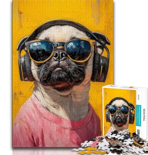 Mops hört Musik-Puzzles für Teenager, anspruchsvoll zu vervollständigen, Aber lustig und humorvoll, mit passendem Poster und Quizblatt, 38x52cm Mops hört Musik-Puzzles für Teenager, anspruchsvoll zu vervollständigen, Aber lustig und humorvoll, mit passendem Poster und Quizblatt, 38x52cm von FLKFDOZ