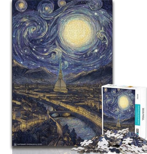 Nachthimmel-Puzzles für Teenager, 1000 Teile, anspruchsvoll zu vervollständigen, Aber lustig und humorvoll, mit passendem Poster und Quizblatt, 38x26cm von FLKFDOZ