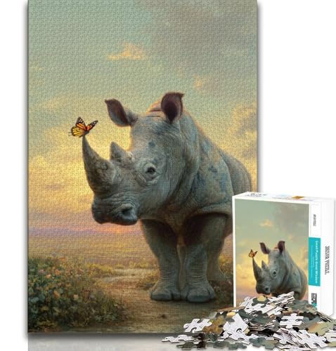 Nashorn und Vogel, 1000 Teile Puzzle für Erwachsene und Jugendliche, Spielzeug, Lernspiele, Stressabbau, tolle Geschenke und Spielzeuge, 50x75cm Nashorn und Vogel, 1000 Teile Puzzle für Erwachsene und Jugendliche, Spielzeug, Lernspiele, Stressabbau, tolle Geschenke und Spielzeuge, 50x75cm von FLKFDOZ