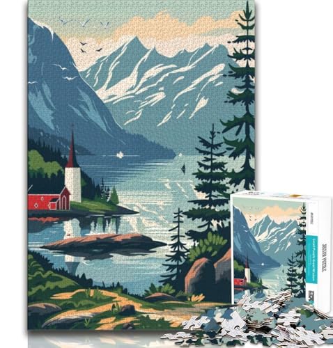 Norwegen-Landschaftspuzzle für Teenager, 2000 Teile, hilft dem Gehirn, süchtig machendes Spielzeug zu trainieren, um Geduld zu fördern, geeignet für Paare, 70x100cm von FLKFDOZ