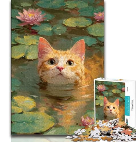 Orangefarbene Katze im Fluss, Puzzle für Erwachsene, 1000 Teile, hilft dem Gehirn, süchtig machendes Spielzeug zu trainieren, um Geduld zu fördern, geeignet für Paare, 38x52cm Orangefarbene Katze im Fluss, Puzzle für Erwachsene, 1000 Teile, hilft dem Gehirn, süchtig machendes Spielzeug zu trainieren, um Geduld zu fördern, geeignet für Paare, 38x52cm von FLKFDOZ