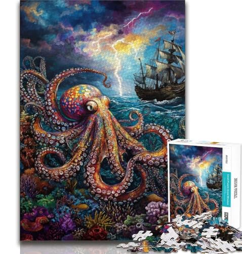 Ozean-Oktopus-Puzzle mit 1000 Teilen für Erwachsene und Jugendliche, Herausforderung für die Gehirnintelligenz, süchtig machendes Spielzeug für die Heimdekoration, 50x75cm Ozean-Oktopus-Puzzle mit 1000 Teilen für Erwachsene und Jugendliche, Herausforderung für die Gehirnintelligenz, süchtig machendes Spielzeug für die Heimdekoration, 50x75cm von FLKFDOZ