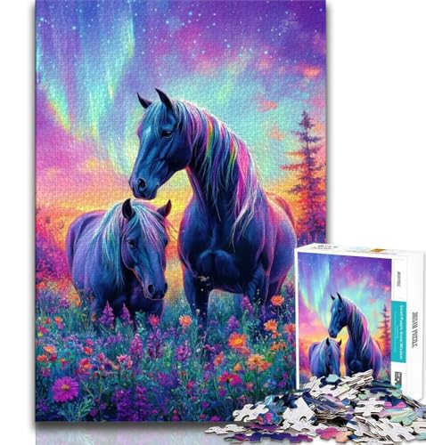 Pferde unter der Aurora, Puzzle für Teenager, 1000 Teile, anspruchsvolles Spiel und Familienspiel mit vollständig ineinandergreifenden, zufällig geformten Teilen, 50x75cm Pferde unter der Aurora, Puzzle für Teenager, 1000 Teile, anspruchsvolles Spiel und Familienspiel mit vollständig ineinandergreifenden, zufällig geformten Teilen, 50x75cm von FLKFDOZ
