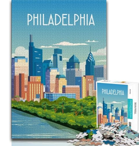 Philadelphia 1000-teiliges Puzzle für Erwachsene und Jugendliche, Lernspielzeug, ganze Familie, 38x52cm von FLKFDOZ