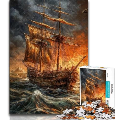 Piratenschiff-Puzzle für Erwachsene, 1000 Teile, anspruchsvolles Spiel, Geschenke, ganze Familie, 50x75cm von FLKFDOZ