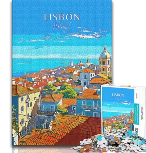 Portugal Lissabon Reise-Puzzle 1000 Teile für Erwachsene und Jugendliche, anspruchsvolles Spiel, Geschenke für die ganze Familie, 50x75cm von FLKFDOZ