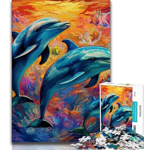 Psychedelische Delfin-Puzzles für Teenager, 1000 Teile, Spielspielzeug, jedes Teil ist einzigartig – anspruchsvolles Familienspiel, 50x75cm Psychedelische Delfin-Puzzles für Teenager, 1000 Teile, Spielspielzeug, jedes Teil ist einzigartig – anspruchsvolles Familienspiel, 50x75cm von FLKFDOZ