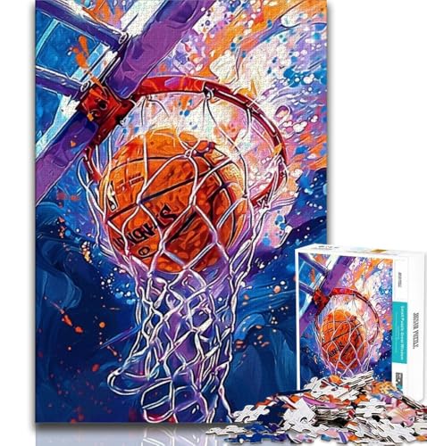 Puzzle 1000 Teile für Erwachsene, Basketball, Lernspielzeug, Geschenke für Freunde und Familie ab 14 Jahren, 38x26cm von FLKFDOZ