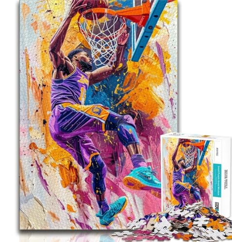 Puzzle 1000 Teile für Erwachsene, Basketballspieler, Lernspielzeug, Geschenke für Freunde und Familie ab 14 Jahren, 38x26cm von FLKFDOZ