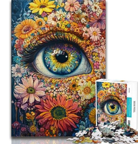 Puzzle 1000 Teile für Erwachsene, Blumenaugen, Lernspielzeug, Geschenke für Freunde und Familie ab 14 Jahren, 38x26cm von FLKFDOZ