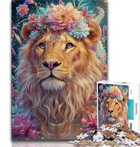 Puzzle 1000 Teile für Erwachsene, Blumenlöwe, Lernspielzeug, Geschenke für Freunde und Familie ab 14 Jahren, 38x26cm von FLKFDOZ
