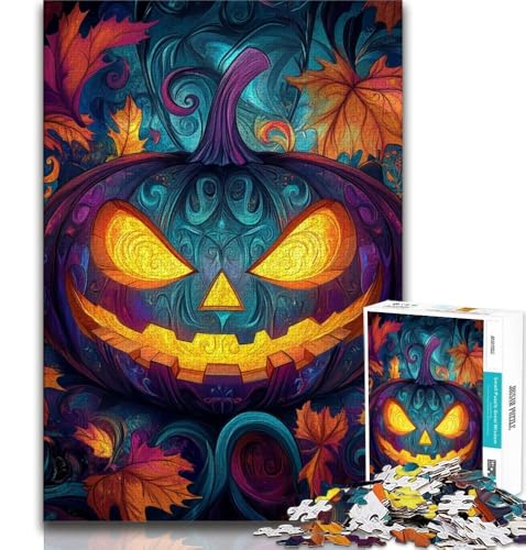 Puzzle 1000 Teile für Erwachsene, Geschenke, Halloween-Kürbiskopf, Lernspielzeug, Geschenke für Freunde und Familie ab 14 Jahren, 38x26cm von FLKFDOZ