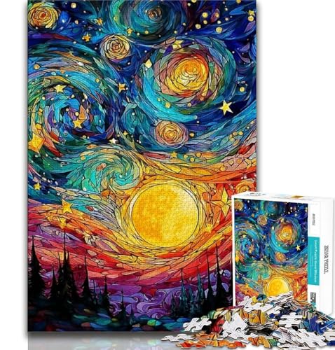 Puzzle 1000 Teile für Erwachsene, Geschenke für Van Gogh, Nachthimmel, Familienspiel, Stressabbau, schwierige Herausforderung, stärkt die Liebe zwischen Paaren, 38x52cm Puzzle 1000 Teile für Erwachsene, Geschenke für Van Gogh, Nachthimmel, Familienspiel, Stressabbau, schwierige Herausforderung, stärkt die Liebe zwischen Paaren, 38x52cm von FLKFDOZ