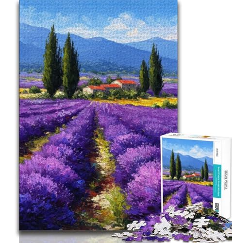 Puzzle 1000 Teile für Erwachsene, Lavendelgarten, Lernspielzeug, Geschenke für Freunde und Familie ab 14 Jahren, 38x26cm von FLKFDOZ