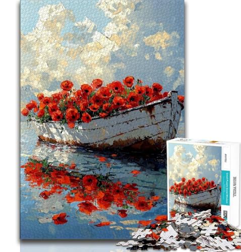 Puzzle 1000 Teile für Erwachsene, Mohnboot, Lernspielzeug, Geschenke für Freunde und Familie ab 14 Jahren, 38x26cm von FLKFDOZ