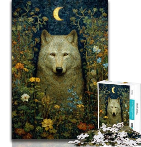 Puzzle 1000 Teile für Erwachsene, Psychedelic Wolf, Lernspiele, Heimdekoration, Lernspiel für Geburtstag, Weihnachten, 38x26cm von FLKFDOZ
