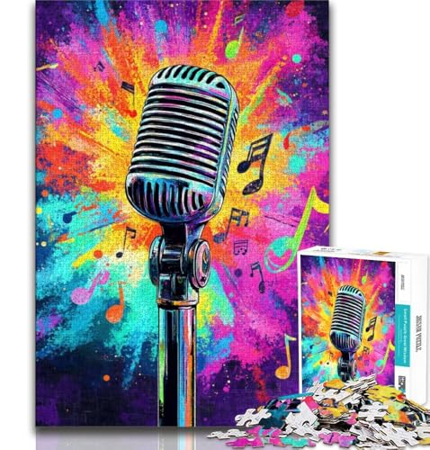 Puzzle 1000 Teile für Erwachsene Mikrofonkunst, Helfen Sie dem Gehirn, süchtig machendes Spielzeug zu trainieren, um Geduld zu fördern Künstlersammlung, Bildende Kunst 38x26cm von FLKFDOZ