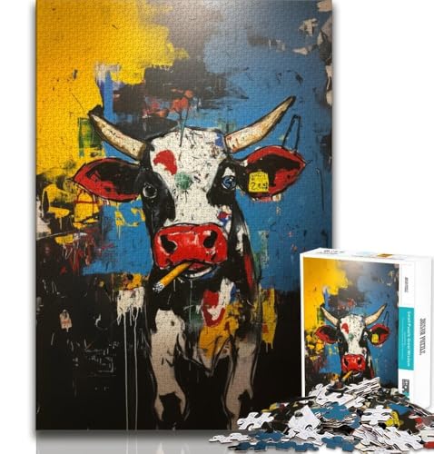 Puzzle 1000 Teile für Erwachsene und Jugendliche, Basquiat-Kuh, Denkspiel-Spielzeug, mit vollständig ineinandergreifenden, zufällig geformten Teilen, für Kinder ab 14 Jahren, 38x26cm Puzzle 1000 Teile für Erwachsene und Jugendliche, Basquiat-Kuh, Denkspiel-Spielzeug, mit vollständig ineinandergreifenden, zufällig geformten Teilen, für Kinder ab 14 Jahren, 38x26cm von FLKFDOZ