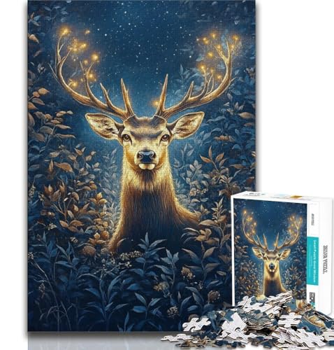 Puzzle 1000 Teile für Erwachsene und Jugendliche, Fantasy-Hirsch, Denkspiel-Spielzeug, mit vollständig ineinandergreifenden, zufällig geformten Teilen, für Kinder ab 14 Jahren, 38x26cm von FLKFDOZ