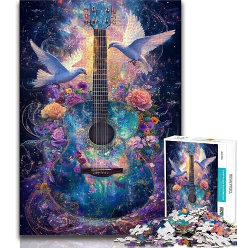 Puzzle 1000 Teile für Erwachsene und Jugendliche, Friedensgitarre, Denkspiel, Spielzeug, mit vollständig ineinandergreifenden, zufällig geformten Teilen, für Kinder ab 14 Jahren, 38x26cm Puzzle 1000 Teile für Erwachsene und Jugendliche, Friedensgitarre, Denkspiel, Spielzeug, mit vollständig ineinandergreifenden, zufällig geformten Teilen, für Kinder ab 14 Jahren, 38x26cm von FLKFDOZ
