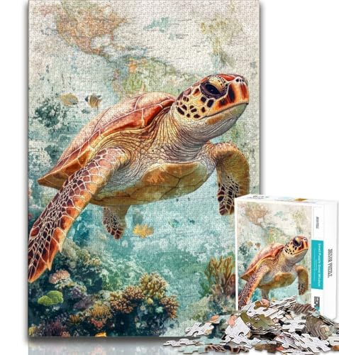 Puzzle 1000 Teile für Erwachsene und Jugendliche, Meeresschildkröte, Denkspiel, Spielzeug, mit vollständig ineinandergreifenden, zufällig geformten Teilen, für Kinder ab 14 Jahren, 38x26cm Puzzle 1000 Teile für Erwachsene und Jugendliche, Meeresschildkröte, Denkspiel, Spielzeug, mit vollständig ineinandergreifenden, zufällig geformten Teilen, für Kinder ab 14 Jahren, 38x26cm von FLKFDOZ