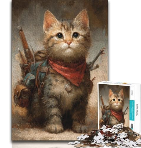 Puzzle 1000 Teile für Erwachsene und Jugendliche, Reisekatze, anspruchsvolles Spiel, ganze Familie, 38x52cm von FLKFDOZ