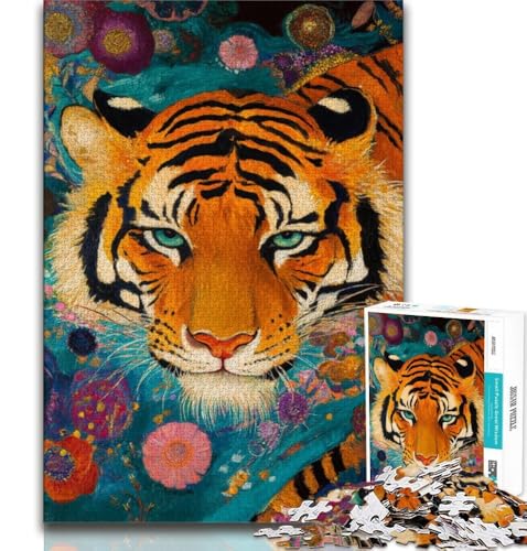 Puzzle 1000 Teile für Erwachsene und Jugendliche, Tiger im japanischen Stil, Denkspiel-Spielzeug, mit vollständig ineinandergreifenden, zufällig geformten Teilen, für Kinder ab 14 Jahren, 38x26cm Puzzle 1000 Teile für Erwachsene und Jugendliche, Tiger im japanischen Stil, Denkspiel-Spielzeug, mit vollständig ineinandergreifenden, zufällig geformten Teilen, für Kinder ab 14 Jahren, 38x26cm von FLKFDOZ