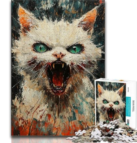 Puzzle 1000 Teile für Erwachsene und Jugendliche, Wütende Katze, Denkspiel-Spielzeug, mit vollständig ineinandergreifenden, zufällig geformten Teilen für Kinder ab 14 Jahren, 38x26cm Puzzle 1000 Teile für Erwachsene und Jugendliche, Wütende Katze, Denkspiel-Spielzeug, mit vollständig ineinandergreifenden, zufällig geformten Teilen für Kinder ab 14 Jahren, 38x26cm von FLKFDOZ