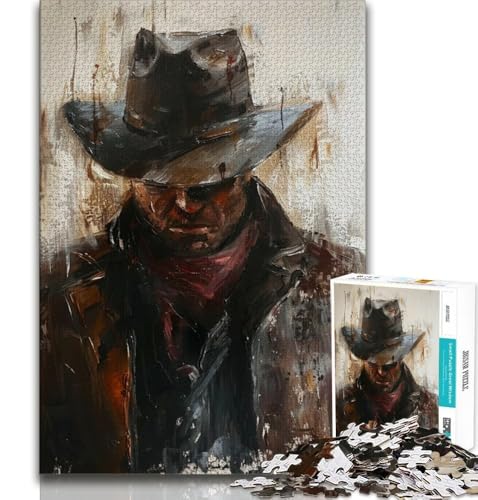 Puzzle 1000 Teile für Teenager, Cowboyhut, anspruchsvolles Spiel und Lernspiel für die ganze Familie zum Geburtstag, Weihnachten, 38x52cm von FLKFDOZ