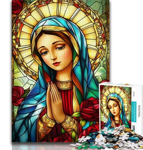 Puzzle 1000 Teile für Teenager, Geschenke, Glasmalerei, Jungfrau Maria, Spielzeug, Denkspiel, einzigartige Geburtstags- und Geschenke für Kinder ab 14 Jahren, 38x26cm Puzzle 1000 Teile für Teenager, Geschenke, Glasmalerei, Jungfrau Maria, Spielzeug, Denkspiel, einzigartige Geburtstags- und Geschenke für Kinder ab 14 Jahren, 38x26cm von FLKFDOZ