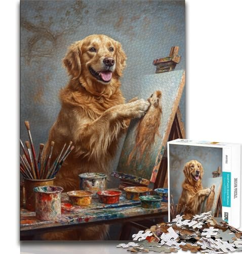 Puzzle 1000 Teile für Teenager, Geschenke, Maler, Golden Retriever, Spielzeug, Lernspiele, Stressabbau, einzigartige Heimdekoration und Geschenke, 38x52cm Puzzle 1000 Teile für Teenager, Geschenke, Maler, Golden Retriever, Spielzeug, Lernspiele, Stressabbau, einzigartige Heimdekoration und Geschenke, 38x52cm von FLKFDOZ