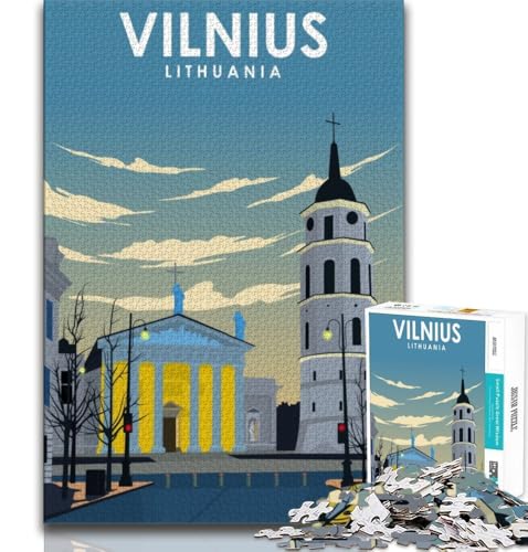Puzzle 1000 Teile für Teenager, Geschenke, Vilnius, Litauen, Reise, Spielzeug, Denkspiel, einzigartige Geburtstags- und Geschenke für Kinder ab 14 Jahren, 38x26cm Puzzle 1000 Teile für Teenager, Geschenke, Vilnius, Litauen, Reise, Spielzeug, Denkspiel, einzigartige Geburtstags- und Geschenke für Kinder ab 14 Jahren, 38x26cm von FLKFDOZ