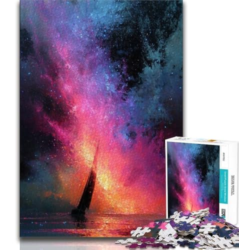 Puzzle 1000 Teile für Teenager, Geschenke, kleines Boot in der Galaxie, Spielzeug, Lernspiele, Stressabbau, einzigartige Heimdekoration und Geschenke, 38x52cm Puzzle 1000 Teile für Teenager, Geschenke, kleines Boot in der Galaxie, Spielzeug, Lernspiele, Stressabbau, einzigartige Heimdekoration und Geschenke, 38x52cm von FLKFDOZ