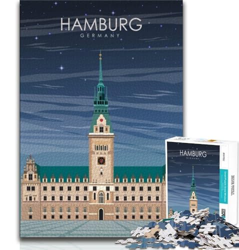 Puzzle 1000 Teile für Teenager, Hamburg-Reiseplakat, Spielzeug, Denkspiel, einzigartige Geburtstags- und Geschenkideen für Kinder ab 14 Jahren, 38x26cm Puzzle 1000 Teile für Teenager, Hamburg-Reiseplakat, Spielzeug, Denkspiel, einzigartige Geburtstags- und Geschenkideen für Kinder ab 14 Jahren, 38x26cm von FLKFDOZ