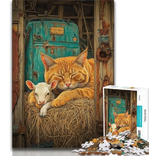 Puzzle 1000 Teile für Teenager, Katze und Lamm, anspruchsvolles Spiel, ganze Familie, 50x75cm Puzzle 1000 Teile für Teenager, Katze und Lamm, anspruchsvolles Spiel, ganze Familie, 50x75cm von FLKFDOZ