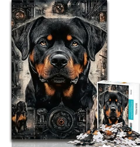 Puzzle 1000 Teile für Teenager, Rottweiler-Collage, anspruchsvolles Spiel und Familienspiel, Lernspiel für Geburtstag, Weihnachten, 38x52cm von FLKFDOZ