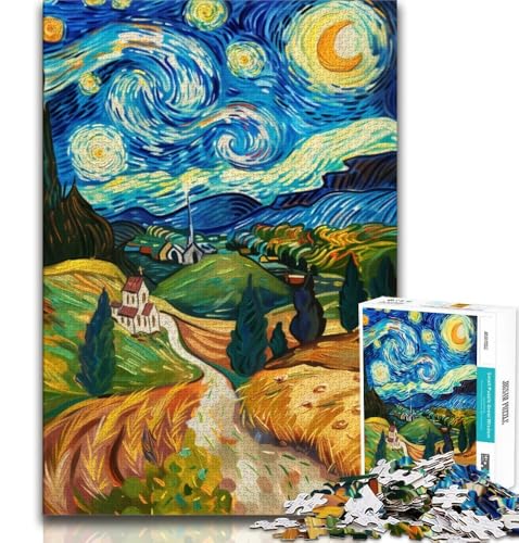 Puzzle 1000 Teile für Teenager, Sternennacht von Van Gogh, anspruchsvolles Spiel, ganze Familie, 50x75cm Puzzle 1000 Teile für Teenager, Sternennacht von Van Gogh, anspruchsvolles Spiel, ganze Familie, 50x75cm von FLKFDOZ