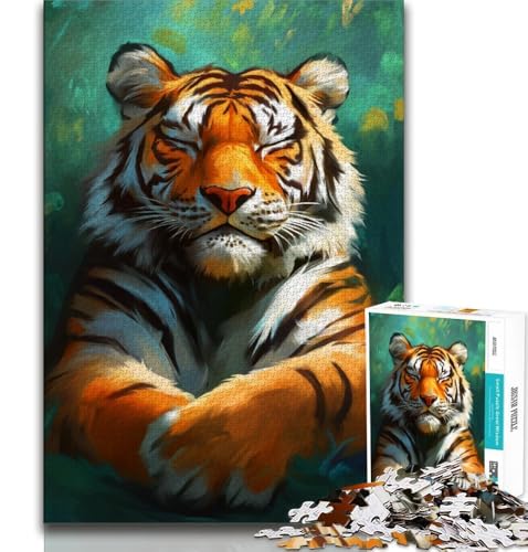 Puzzle 1000 Teile für Teenager-Geschenke, Dschungeltiger, anspruchsvolles Spiel, ganze Familie, 38x26cm Puzzle 1000 Teile für Teenager-Geschenke, Dschungeltiger, anspruchsvolles Spiel, ganze Familie, 38x26cm von FLKFDOZ