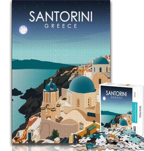 Puzzle 1000 Teile für Teenager-Geschenke, Santorini, Griechenland bei Nacht, Spielzeug, Denkspiel, einzigartige Geburtstags- und Geschenkideen für Kinder ab 14 Jahren, 38x26cm Puzzle 1000 Teile für Teenager-Geschenke, Santorini, Griechenland bei Nacht, Spielzeug, Denkspiel, einzigartige Geburtstags- und Geschenkideen für Kinder ab 14 Jahren, 38x26cm von FLKFDOZ