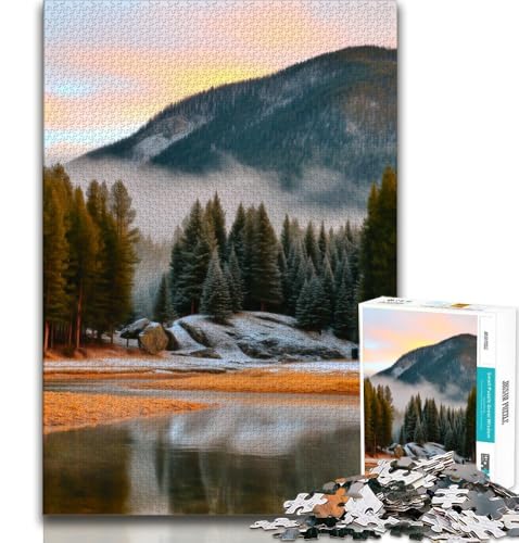 Puzzle 1000 Teile für Teenager-Geschenke Schöne Berge und Seen, anspruchsvolles Spiel ganze Familie 38x26cm von FLKFDOZ