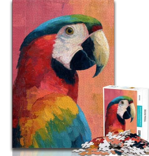 Puzzle 2000 Teile für Erwachsene, Papageien-Ölgemälde, hilft dem Gehirn beim Trainieren, süchtig machendes Spielzeug, um Geduld zu fördern, perfekte Dekoration, 70x100cm von FLKFDOZ