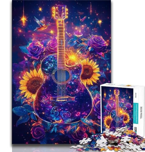 Puzzle 2000 Teile für Teenager, Sonnenblumengitarre, anspruchsvolles Spiel und Lernspiel für die ganze Familie zum Geburtstag, Weihnachten, 70x100cm von FLKFDOZ