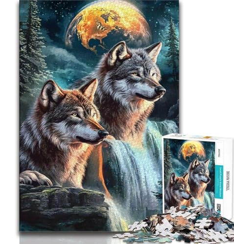 Puzzle 2000 Teile für Teenager-Geschenke, Wolf unter dem Mond, Spielzeug, Lernspiele, Stressabbau, einzigartige Heimdekoration und Geschenke, 70x100cm Puzzle 2000 Teile für Teenager-Geschenke, Wolf unter dem Mond, Spielzeug, Lernspiele, Stressabbau, einzigartige Heimdekoration und Geschenke, 70x100cm von FLKFDOZ