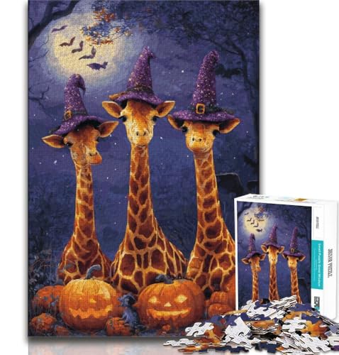 Puzzle für Erwachsene, 1000 Puzzles, Halloween-Tiere, Lernspielzeug, Familienspiele, geeignet als Schreibtischdekoration, 38x52cm von FLKFDOZ