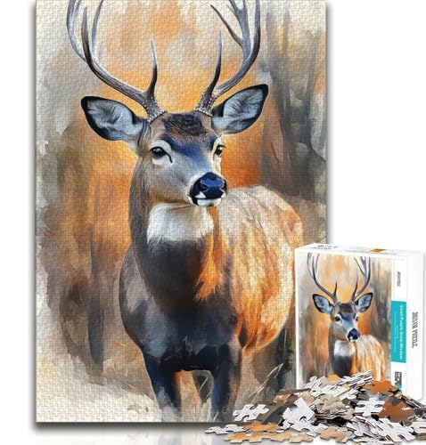 Puzzle für Erwachsene, 1000 Puzzles, Hirsch, Lernspielzeug, Familienspiele, geeignet als Schreibtischdekoration, 38x52cm Puzzle für Erwachsene, 1000 Puzzles, Hirsch, Lernspielzeug, Familienspiele, geeignet als Schreibtischdekoration, 38x52cm von FLKFDOZ