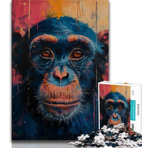 Puzzle für Erwachsene, 1000 Teile, Affentier, Lernspiel, Herausforderungsspielzeug, Heimdekoration, für Kinder ab 14 Jahren, 38x26cm von FLKFDOZ