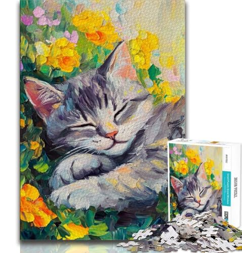 Puzzle für Erwachsene, 1000 Teile, Blumenkatze, Familienaktivität, Spaß zu Hause, Geburtstagsgeschenk, Reisegeschenke, 38x26cm Puzzle für Erwachsene, 1000 Teile, Blumenkatze, Familienaktivität, Spaß zu Hause, Geburtstagsgeschenk, Reisegeschenke, 38x26cm von FLKFDOZ