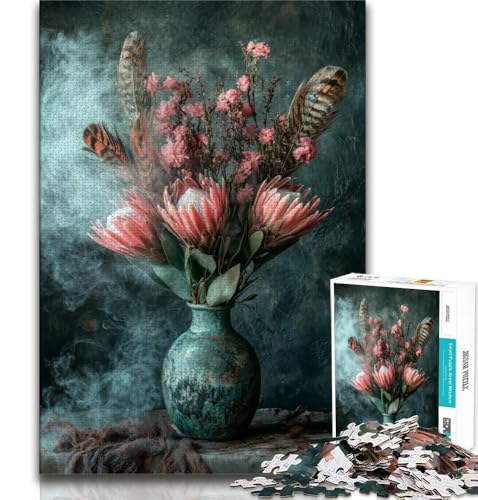 Puzzle für Erwachsene, 1000 Teile, Blumenkunst, für Lernspiele, Herausforderungsspielzeug, für die Heimdekoration, für Kinder ab 14 Jahren, 38x26cm von FLKFDOZ